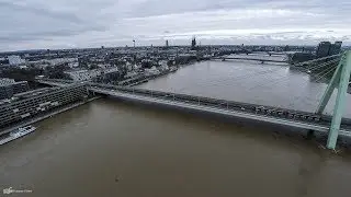 [Luftbilder] Rhein-Hochwasser 2018 in Köln | Wasserpegel: 8,80 m