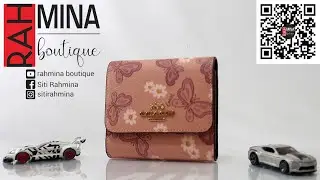 coach small trifold wallet with lovely butterfly print I review I unboxing