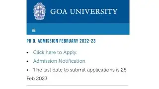 New PhD Admission 2022-23 | Goa University | State Government University #phd