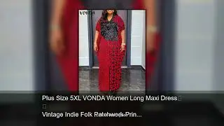 Plus Size 5XL VONDA Women Long Maxi Dress Vintage Indie Folk Patchwork Printed Vestidos 2025 Su