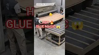 Hot Glue Veneer Pressing on Big Machine 😱 | Fastest Woodworking Hack Ever! #shorts #woodworking #diy