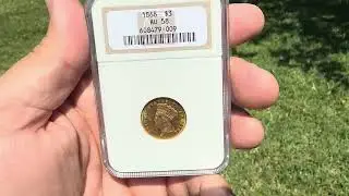 1868 NGC AU58 $3 Low Mintage Rare Three Dollar Gold Featured Coin