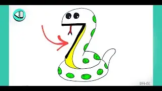 HOW TO DRAW ANIMALS FROM NUMBERS ✏ Turn Number 7 to a Snake - Easy & Cute.