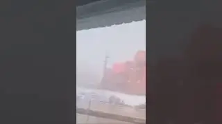 Shipping Containers getting blown away by wind #wind #storm #chaos #destroy #flying