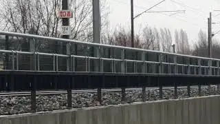 High speed tram and SNCF train meet with horn