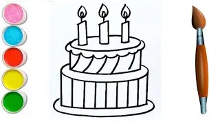 Cake drawing step by step for kids | How to draw cake | Painting & Coloring | Kids Drawing #cake |