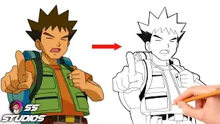 How To Draw Brock From Pok&eacute;mon - Step By Step Drawing