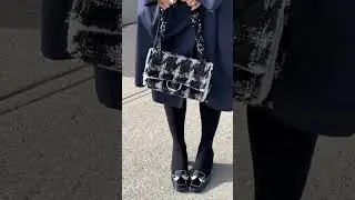 CHANEL BLACK/WHITE TWEED DOUBLE FLAP MEDIUM SO BLACK BAG 🖤🤍