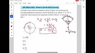 A metallic ring is uniformly charged as shown in figure. AC & BD are two mutually perpendicular