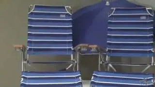 2 Rio Big Kahuna Beach Chairs with Footrests + 1 Blue Umbrella and 1 Anchor - Product Review Video