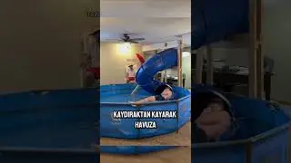 Evin i&ccedil;ine kaydıraklı havuz yaptı! 😯 (@corbinmillet)