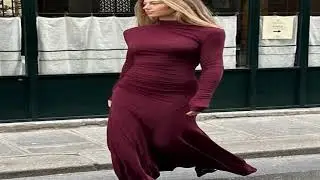 2024 Solid Elegant Women's Mock Neck Bodycon Dress Fashion Long Sleeves Pleated Hem Maxi R