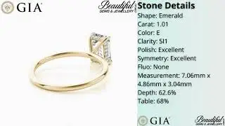 1.10ct Emerald Diamond Ring | E-VS1 No Fluor Hidden Halo Style
