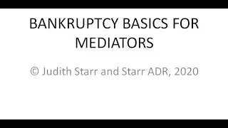 Bankruptcy Basics for Mediators