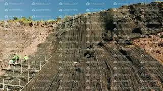 Rockfall protection netting, safety wire mesh in the mountains