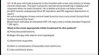 MCQs in Cardiology: Question no. 7 - Acute chest pain