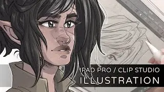 Drawing Reed (D&D Halfling Fighter) - iPad Pro / Clip Studio