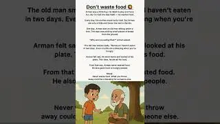 Don&rsquo;t waste food 🥘 English short story for kids || English moral story