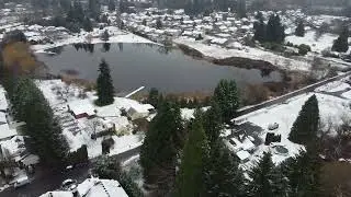 Drone DJI Lake Vancouver WA Snow video