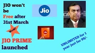JIO won't be free after 31st march!!JIO Prime launched