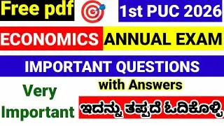1st PUC Economics Important Questions For Annual Exam 2026 with Answers Karnataka Board