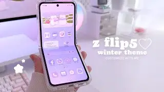 aesthetic winter theme on my zflip5 🐻‍❄️❄️ | cute android customization 💗 | day & night wallpaper 🌙