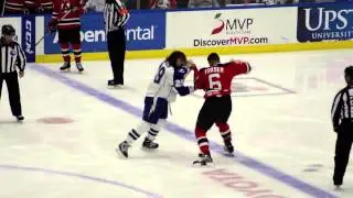 Crunch's Neilson fights the Devils' Fraser