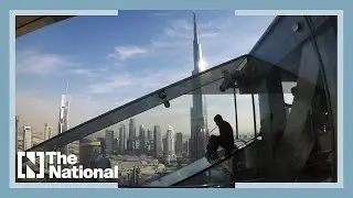 What's it like to walk and glide on the glass floors at Sky Views Dubai?