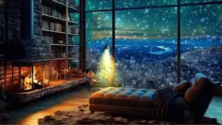 Cozy Winter Fireplace Live ❄️❄️🔥 Snowfall & Reading Time /  No Talking , Ambient Sounds