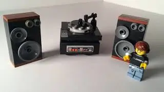 Mini LEGO Record Player Stereo Radio With Speakers Custom Build Tutorial/How To