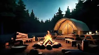 Cozy Forest Night Jazz 🎷 | Campfire Ambience for Sleep & Stress Relief