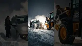 JCB Saves the Day Car Stuck in Snow ❄️ #automobile #jcbl #autocarpro #indianauto #indianautomobile