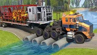 Mudrunner - Trucks vs Speed Bumps with Extreme Broken Road #spintires #snowrunner #truck