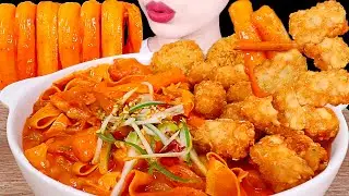 ASMR MUKBANG｜MALA ROSE TTEOKBOKKI, FRIED POTATO BALL, CROQUETTE 삼첩분식 감자폭탄 마라 로제 떡볶이 EATING SOUNDS 먹방