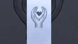 Hands holding a heart - Easy drawing || #shorts #arts