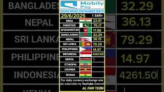 Saudi riyal exchange rate today | mobily pay | money transfer rate | Saudi Arabia