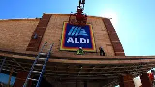 How to Install Supermarket Sign - Aldi - NYC Sign Installation Company - CAD Signs