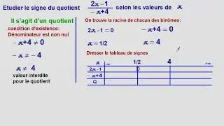 Etudier le signe d'un quotient