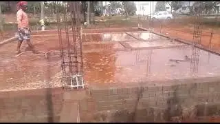Water curing after sand filling of basement