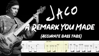 Jaco Pastorius - A Remark You Made (Accurate Bass Tabs And Tutorial ) By  @ChamisBass