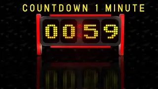 1 Minute Digital Countdown Timer | Red & Yellow LED Style | Free To Use (No Copyright)