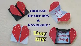 DIY Origami Heart Box & Envelope ! Pop Up Heart ~ Valentine's Day Craft / Easy Tutorial / Steps