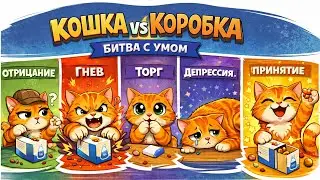 Кошка vs Коробка🐈🥊📦 Пять стадий и вкусняшки #котик #кошка #головоломкадлякошки #кошкаикоробка #кот