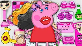 🎀Paper DIY🎀 MAKE UP PEPPA PIG 💇🏻&zwj;♀️ Skincare + Makeup 💄 ASMR Unboxing