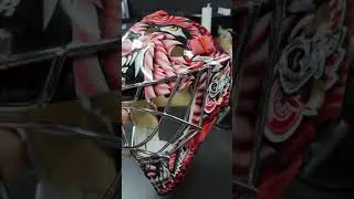 CURTIS JOSEPH GAME ISSUED GOALIE MASK DETROIT RED WINGS Pro's Choice 2002 Made by Dom Malerba