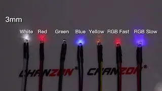 20Pcs 3mm LED Diode 12V White Red Green Blue Yellow RGB Fas