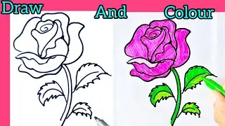 How To Draw A Cute Rose Flower | EASY Step by Step Drawing, Painting & Coloring For Beginners
