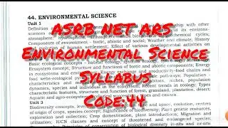 ASRB NET Environmental Science Exam Syllabus||ARS || 2021 Syllabus || Latest Update