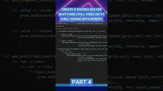 CREATE A SUDOKU SOLVER IN PYTHON PART 4 #python