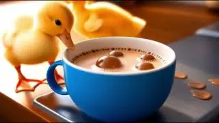 Ducklings Swim in Coffee Mug 😍☕ | Cozy Kitchen Cinematic Video